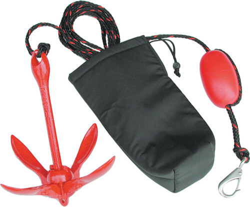 Kwik Tek Coated Grapnel Anchor System with 25 ft Marine Rope and Storage Case