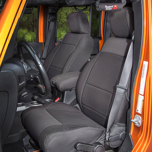 Rugged Ridge Front Neoprene Black Seat Cover Kit for Jeep Wrangler JK 2011-2018 - Part 13215.01