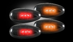 Recon Lighting Ford 2011-2019 Superduty Dually Fender Lenses (4-Piece Set) with Red and Amber LED Lights