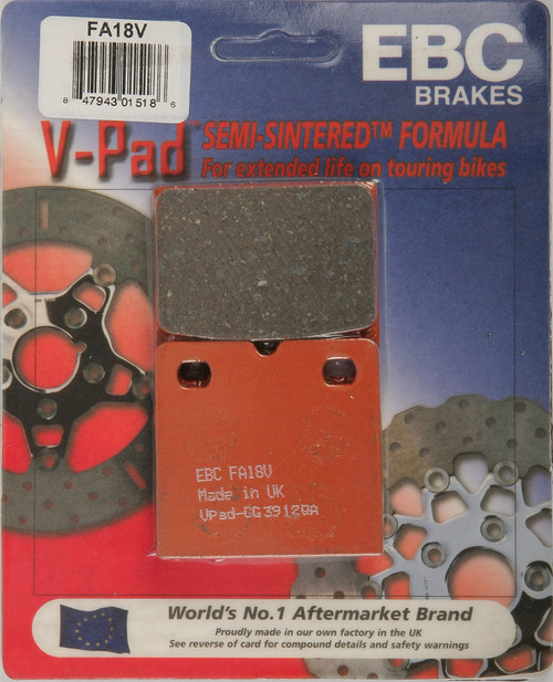 EBC Brakes™ FA18V Semi-Sintered V-Pads for Streetbike Cruisers
