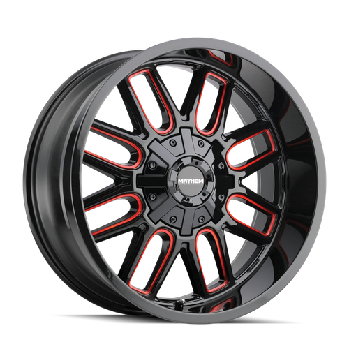 Dirty Life TWG Mayhem Cogent 8107 Gloss Black Milled Prism Red 17x9 Wheel (Part Number 8107-7952BTR)