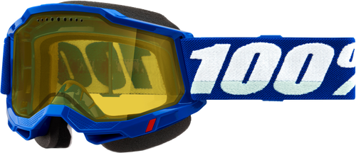 100 Percent Accuri 2 Snowmobile Goggle with Blue Frame and Yellow Lens