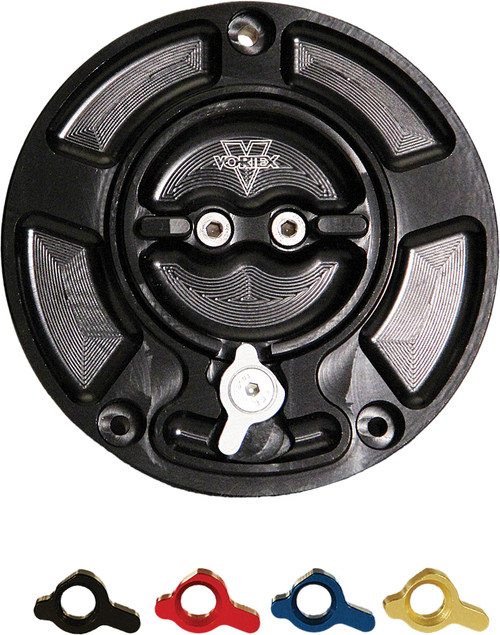 Vortex GC110K Gas Cap V3 for Ducati - Black Anodized with Safety Lock
