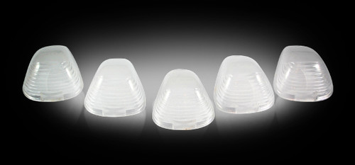 Recon Lighting Ford 99-16 SuperDuty Clear Cab Roof Light Lenses and Amber Xenon Bulbs (Part #264142CL, 5-Piece Set)