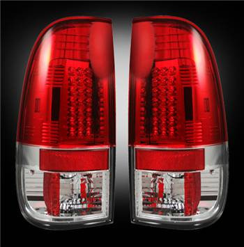 Recon Lighting Ford Superduty F250HD/350/450/550 08-16 LED Tail Lights with Red Lens - Part #264176RD