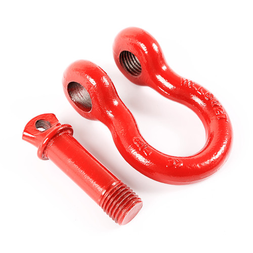 Rugged Ridge D-Ring Shackle Kit 7/8 inch Red Steel Pair - Heavy Duty Off-Road Recovery Gear