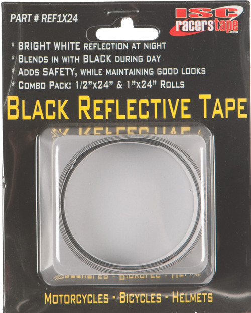 ISC Black Reflective Tape 1/2 x 24 inches & 1 x 24 inches - Safety and Visibility Enhancement