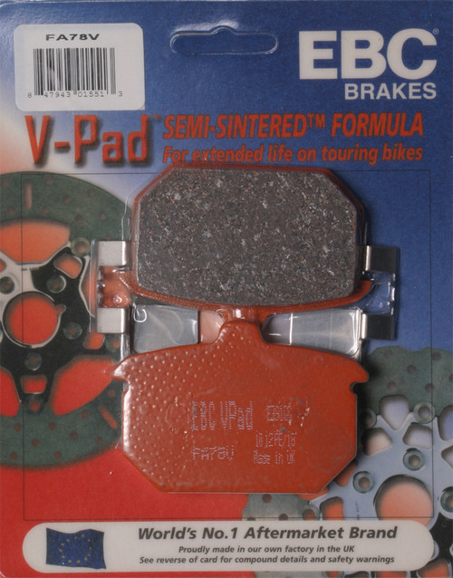 EBC Brakes Fa78V Semi Sintered V Series Brake Pads for Bikes and ATVs
