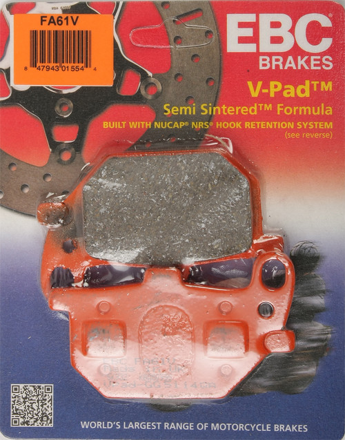 EBC Brakes Fa61V Semi Sintered V Series Brake Pads for Larger Touring Bikes