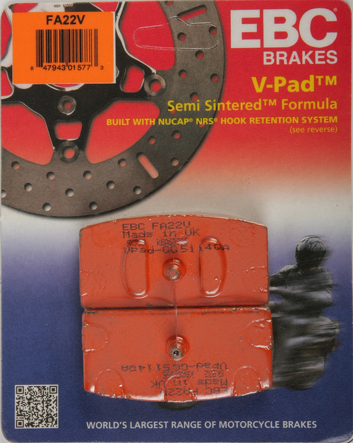 EBC Brakes V Series Brake Pads FA22V for Street and Dirt Bikes