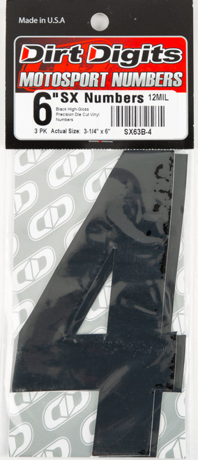 DIRT DIGITS #4 6-Inch Black Super X Digits, 3-Pack - AMA Competition Approved