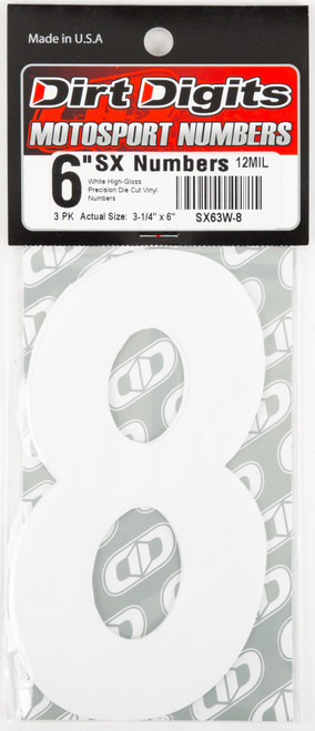 DIRT DIGITS #8 6-Inch White Super X Digits - 3 Pack