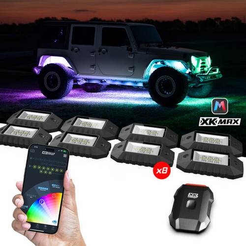 XK GLOW MX-ROCK-ADV Kmax Rock Light Kit 8 Piece with App & Bluetooth Control