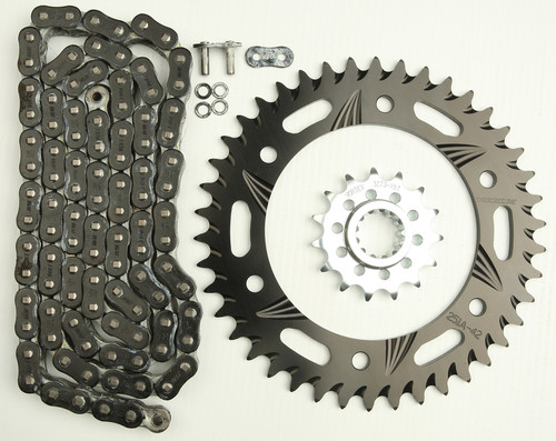 Vortex CK6328 Sprocket and Chain Kit for Motorcycle - 15/42T Black, 520 Chain