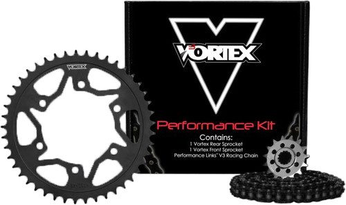 Vortex CK6261 Sprocket and Chain Kit for 14-tooth Sprocket, 47-tooth Rear, 520 Chain, Black