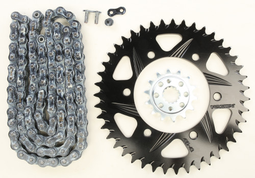 Vortex CK4257 Sprocket and Chain Kit for 520 Motorcycle Chains, 14/43 Tooth Black Aluminum and Steel