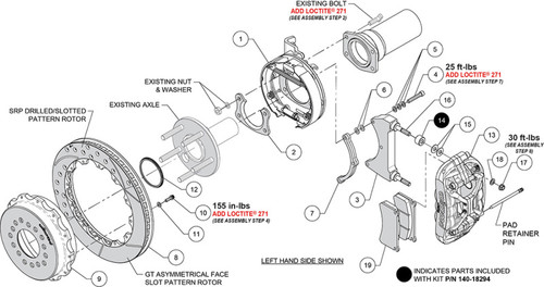 Wilwood kit rear XRS4R big ford new style 2.50 offset 14.00 rotor GT red - 140-18294-R Photo - Primary