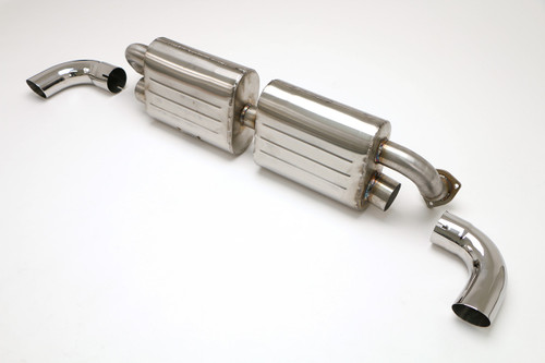 B&B Exhaust Porsche C2/4 Rear Exhaust System, Muffler for Billy Boat Header Twin Outlet (Oval Tips) #FPOR-0660