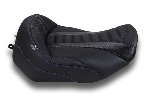Mustang 23-26 Harley CVO Road Glide, Street Glide, Deluxe T Solo Blk w/Sky Blue Thread - 88401SB User 1