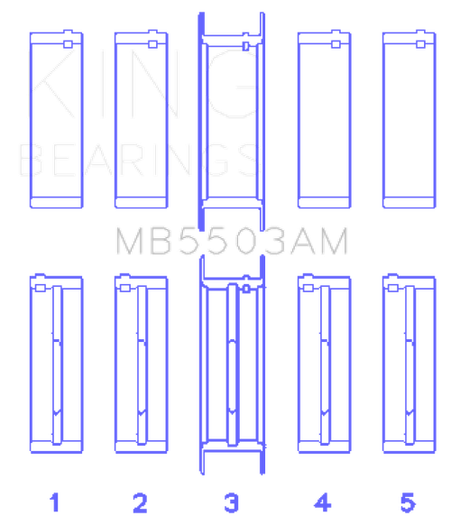 King Engine Bearings Ford V8 351ci 5.8L 16V Crankshaft Main Bearings (Size 030) - Set of 5 - MB5503AM 030 Photo - Primary