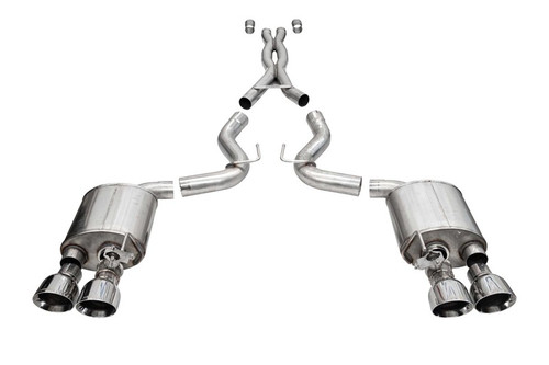 Corsa 20-22 Ford Mustang GT500 3.0in Dual Rear Exit Catback w/ Twin 5.0in Polish Slash Cut Pro Tips - 21291 Photo - Primary