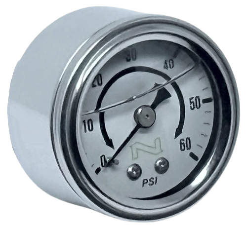 NAMZ NOS White Oil Pressure Gauge W/Chrome Cup/Liquid Filled 60-psi Gauge W/Male 1/8in Pipe-Thread - NOPG-WCC User 1