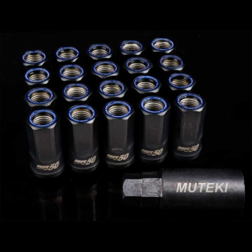 Wheel Mate Muteki HR50 Open End Lug Nuts - Black w/ Blue Ring 14x1.50 - HR5007BU User 1