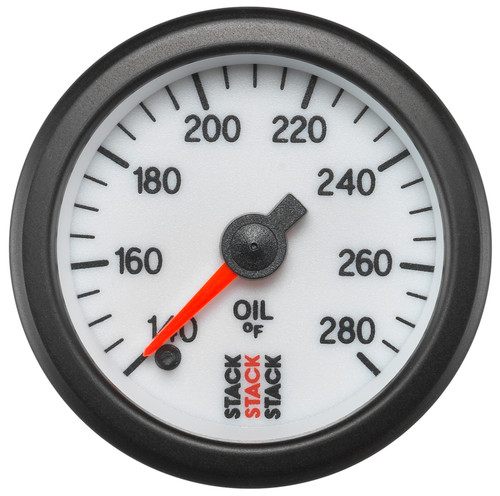 Autometer Stack 52mm 140-280 Deg F 1/8in NPTF Male Pro Stepper Motor Oil Temp Gauge - White - ST3360 Photo - Primary