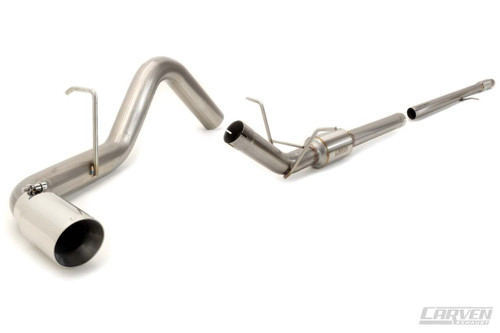 2010-2018 Chevrolet Silverado & GMC Sierra 1500 Carven Exhaust COMPETITOR Series Cat-Back Exhaust Kit | 4.0” Single Exit Tip - Polish Stainless