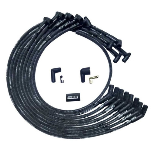 Moroso SBC Under Header 135 Deg Plug End HEI Sleeved Ultra Spark Plug Wire Set - Black - 51530 User 1