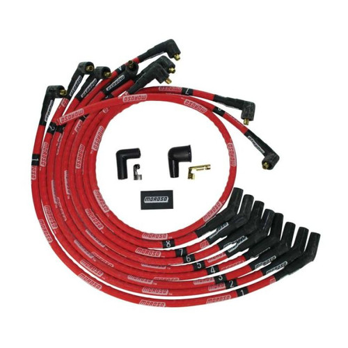 Moroso SB Ford 260/289/302 135 Deg Plug Boots Non-HEI Sleeved Ultra Spark Plug Wire Set - Red - 52571 User 1