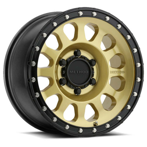 Method MR315 20x9 / 5x5.5 BP / 18mm Offset / 108mm CB Gold - Black Lip Wheel - MR31529055118 Photo - Primary