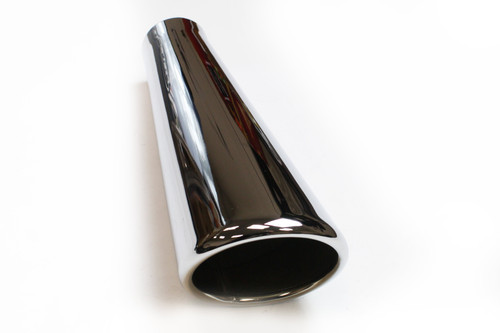JBA Tips #12-08211 - JBA Performance Exhaust 12-08211 2” x 4” x 11” Rolled S/S Chrome Trumpet Tip - Weld on
