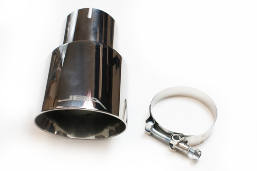JBA Tips #12-08272 - JBA Performance Exhaust 12-08272 3” x 4” x 7 1/4” Double Wall Polished S/S Chrome Tip - Clamp on