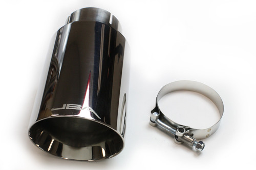 JBA Tips #12-08282 - JBA Performance Exhaust 12-08282 2.5” x 4.5” x 8 1/4” Double Wall Polished S/S Chrome Tip - Clamp on