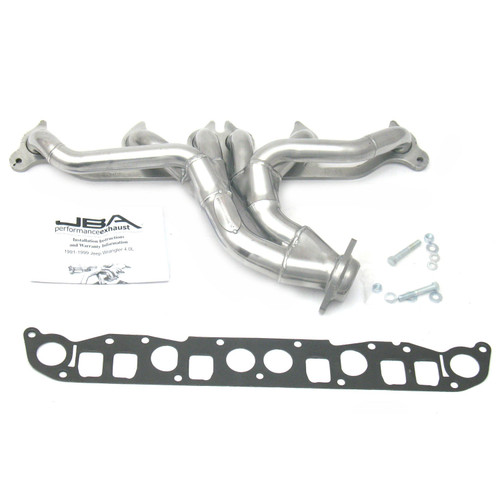JBA Headers & Manifolds #1526SJS - JBA Cat4Ward® Header 91-99 JEEP 4.0L 1 1/2" Primary Silver Ctd 1526SJS