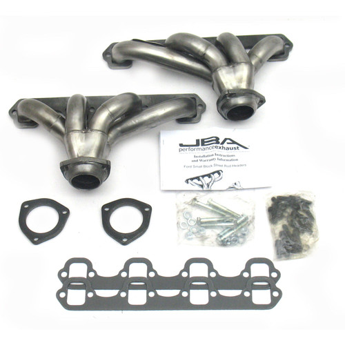 JBA Headers & Manifolds #1615S - JBA Tight Tuck Header Ford 260-351W SBF 1 5/8" Primary Raw 409 1615S