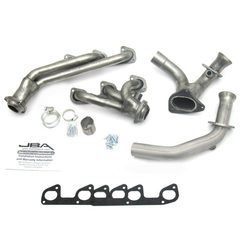 JBA Headers & Manifolds #1634S - JBA Cat4Ward® Header 95-97 Ranger 4.0L OHV 1 1/2" Primary Raw 409 1634S