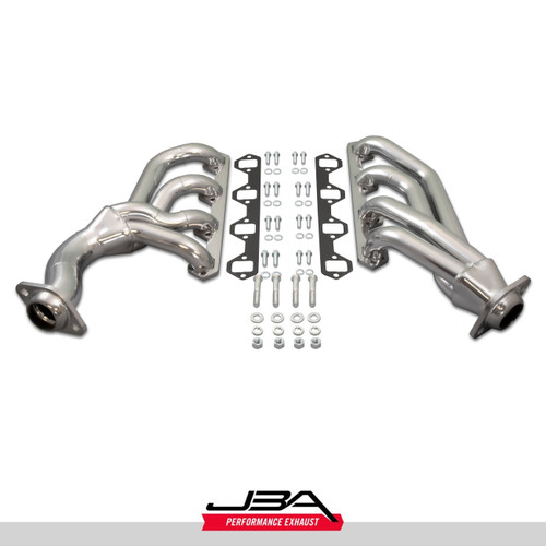 JBA Headers & Manifolds #1655SJS - JBA Mid Length Header 65-73 Mustang 351W SBF With T-5/Cable Clutch 1 5/8" Primary Silver Ctd 1655SJS