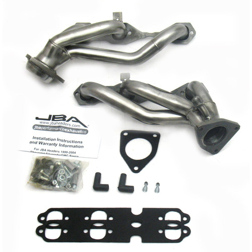 JBA Headers & Manifolds #1842S-2 - JBA Cat4Ward® Header 99-02 GM Truck 4.3L V6 W/O A.I.R. Injection 1 1/2" Primary Raw 409 1842S-2