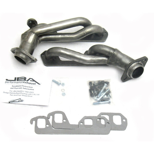 JBA Headers & Manifolds #1938S - JBA Cat4Ward® Header 92-95 Dodge Truck 3.9L V6 1 1/2" Primary Raw 409 1938S