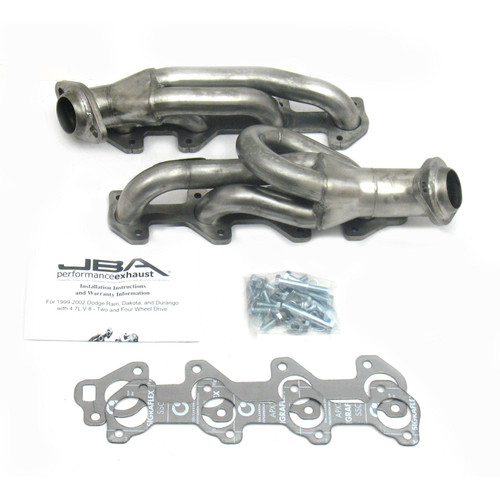 JBA Headers & Manifolds #1949S-2 - JBA Cat4Ward® Header 04-07 Dakota/RAM 4.7L PowerTech 1 1/2" Primary Raw 409 1949S-2