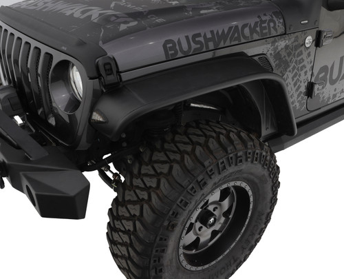 Bushwacker18-22 Jeep Wrangler JL 2/4 Door Front Flat Style Flares 2pc - Black - 10101-07 Photo - Primary