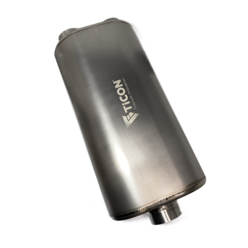 Ticon Industries 17in Overall Length 3in Oval Titanium Muffler - 3in Center In/2.5in Dual Outlet - 116-07623-0120 User 1