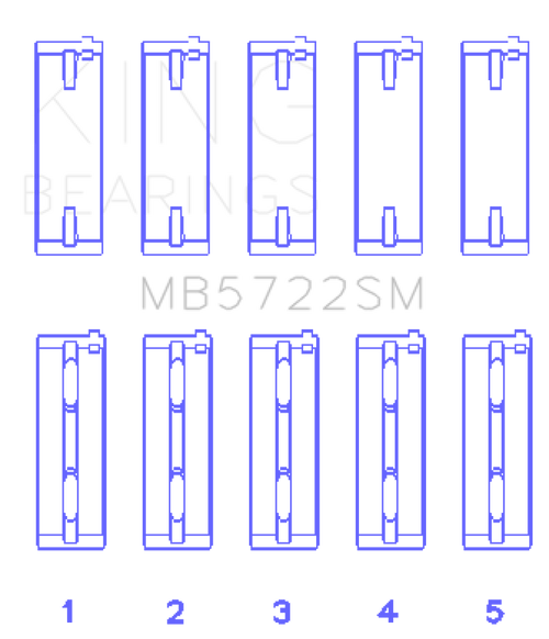 King Mitsubishi 2007+ 4B11T Turbo EVO X (Size +0.25mm) Crankshaft Main Bearing Set - MB5722SM0.25 Photo - Primary