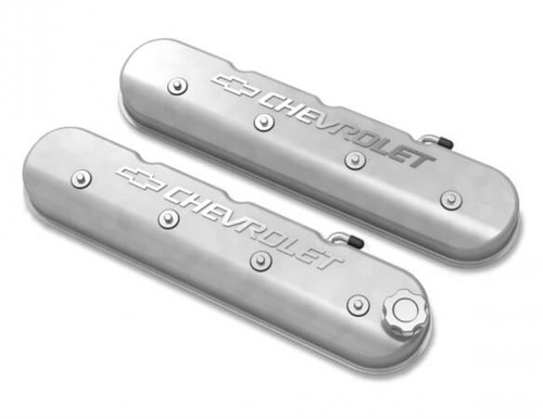 Holley Tall LS Valve Cover with Bowtie/Chevrolet Logo - Natural Machined Finish