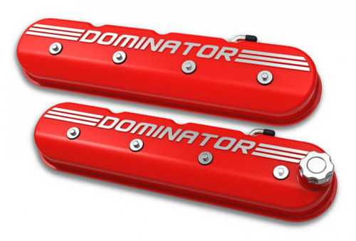 Holley Tall LS Dominator Valve Covers - Gloss Red Machined Finish