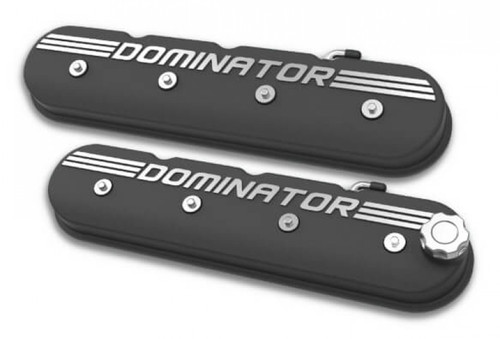 Holley Tall LS Dominator Valve Covers - Satin Black Machined Finish