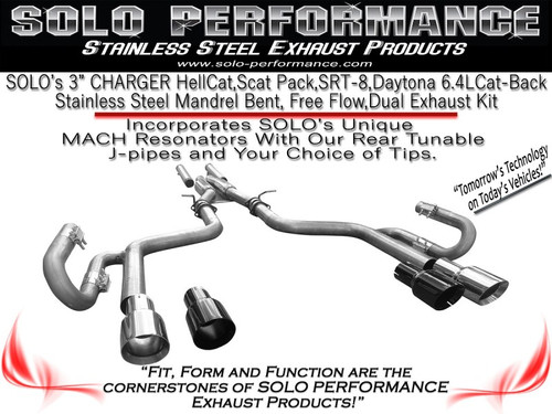 Solo Performance Mach-X3-SRT-XV Cat-Back Exhaust with Polished Tips- 2015+ Charger/M300 (V8 SRT-8) - 991195 - SL