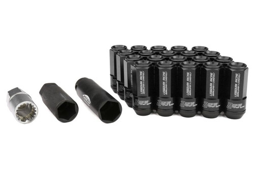 Project Kics Leggdura Racing Shell Type Lug Nut 54mm Open-End Look 16 Pcs + 4 Locks 14X1.5 Black - KRL5414K User 1
